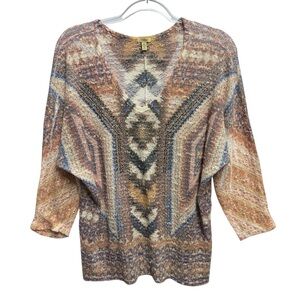 Vintage Retro Reba Southwestern Cowgirl 90s Y2K Rhinestone Knit Sweater Top